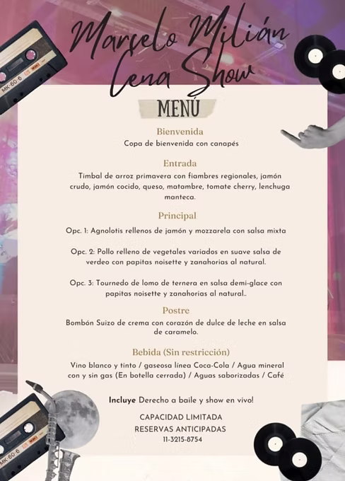 Menú Cena Show Buenos Aires